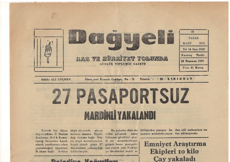 Dağyeli Gazetesi, 25 Mart 1973