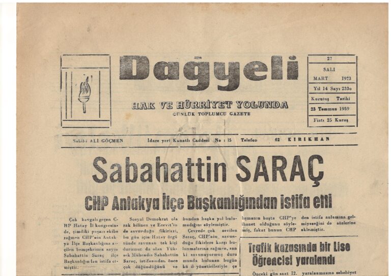 Dağyeli Gazetesi, 27 Mart 1973