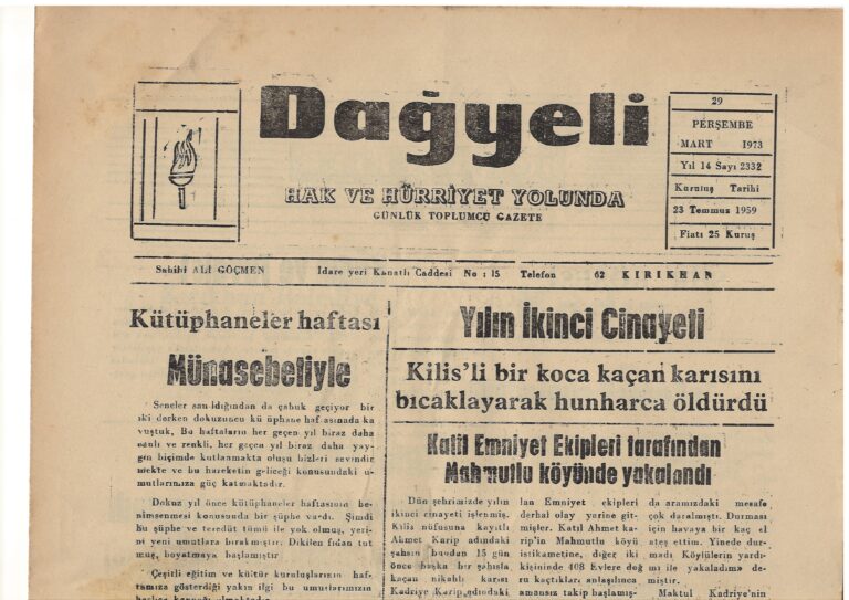 Dağyeli Gazetesi, 29 Mart 1973