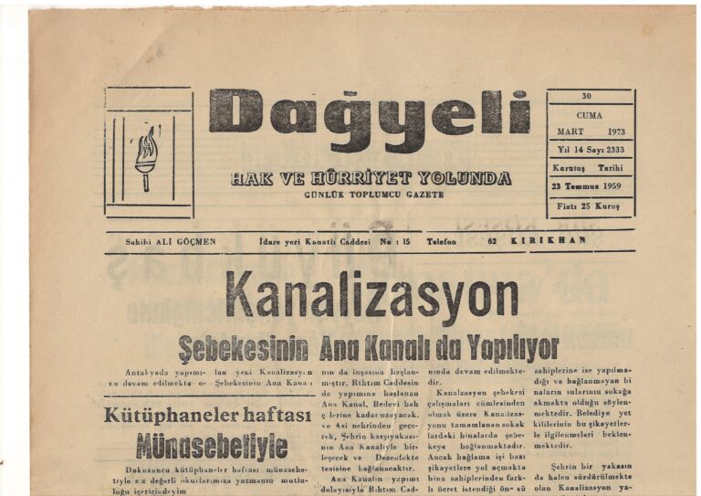 Dağyeli Gazetesi, 30 Mart 1973